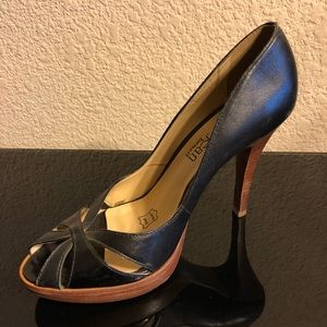 Black open toe heels